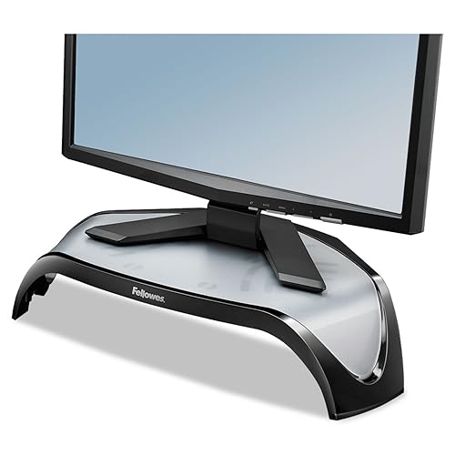 Fellowes 8020101 Corner Monitor Riser, Adjustbl,18-1/2-Inch x12-1/2-Inch x5-1/8-Inch, BK/GY