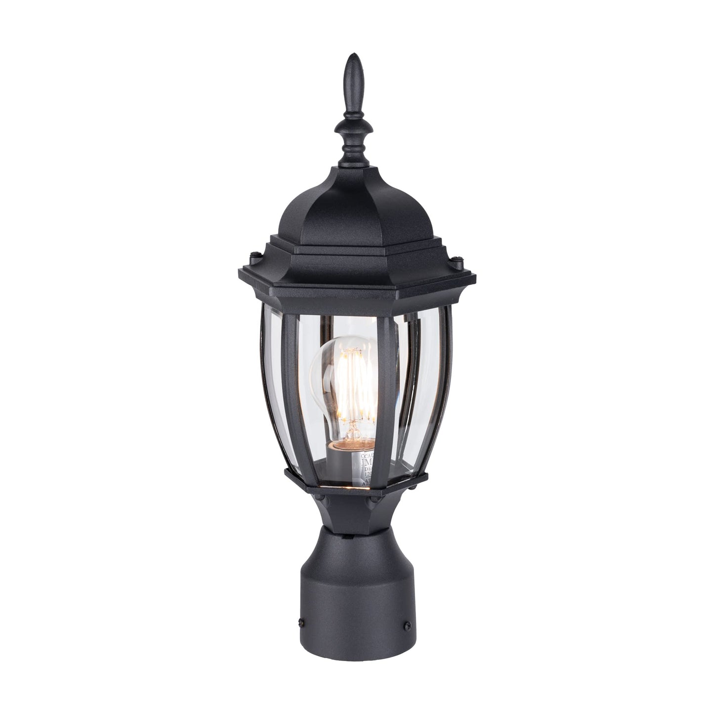 LIT-PaTH Outdoor Post Lighting Fixture Pole Lantern, 16'' Waterproof Aluminum Post Lamp with Clear Glass, E26 Socket, Outside Lights for House Yard