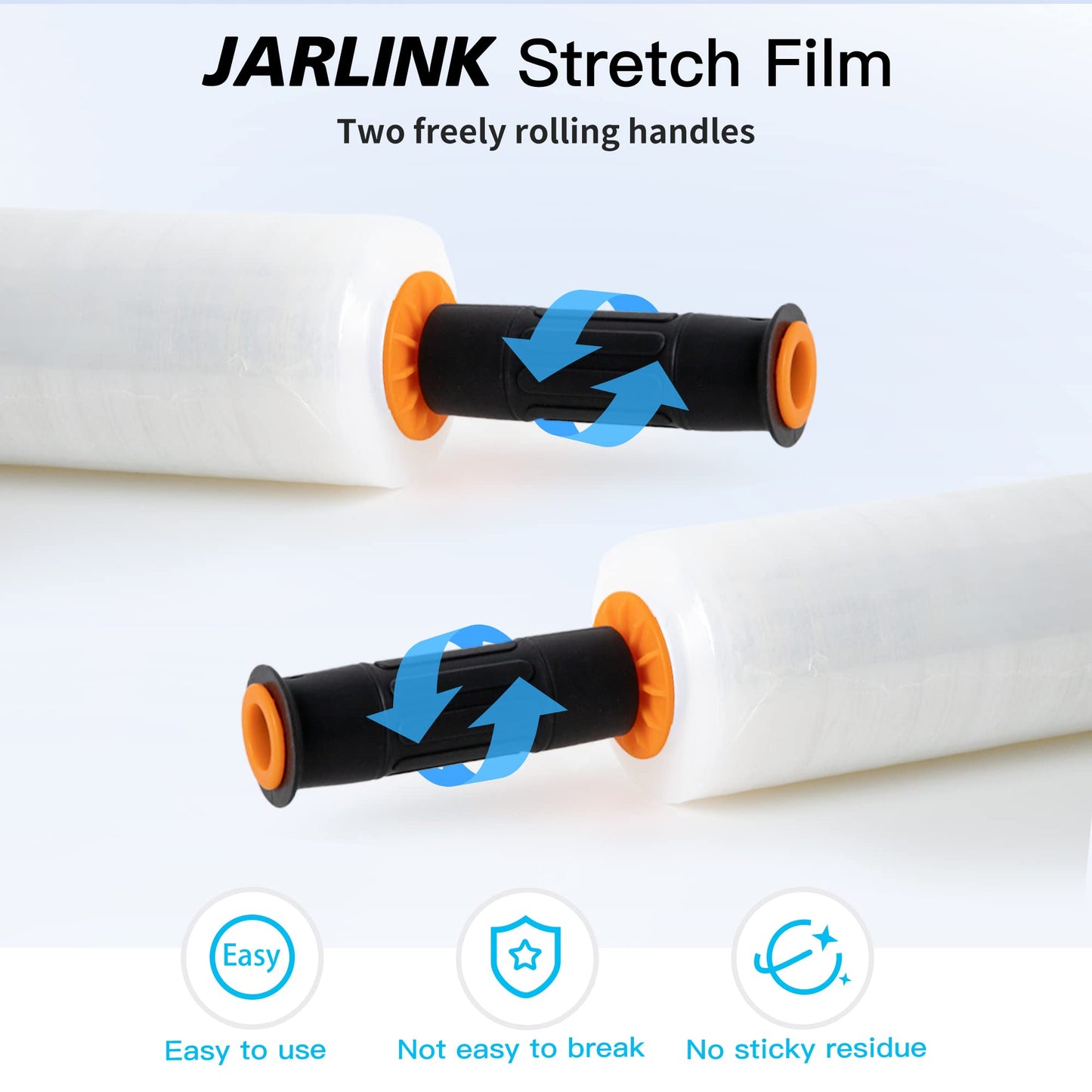 JARLINK Stretch Film, 15" x 1000' Shrink Pallet Wrap W/Handles, 60 Gauge