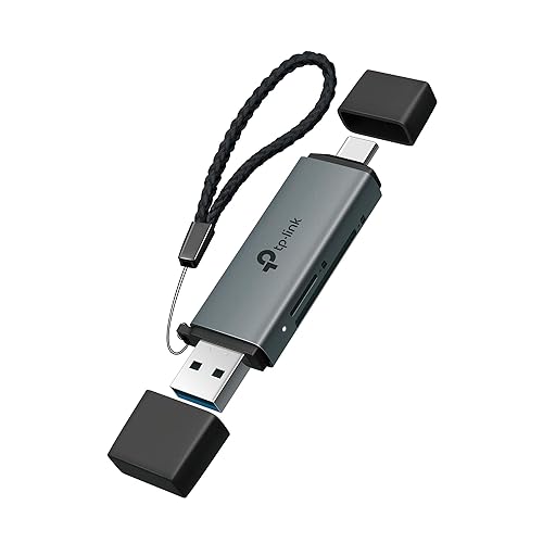 TP-Link SD Card Reader, 2-in-1 USB 3.0 Type-C&A Dual Slot Memory Card Reader for SD/Micro SD/SDHC/SDXC, High-Speed Data Transfer, Plug & Play