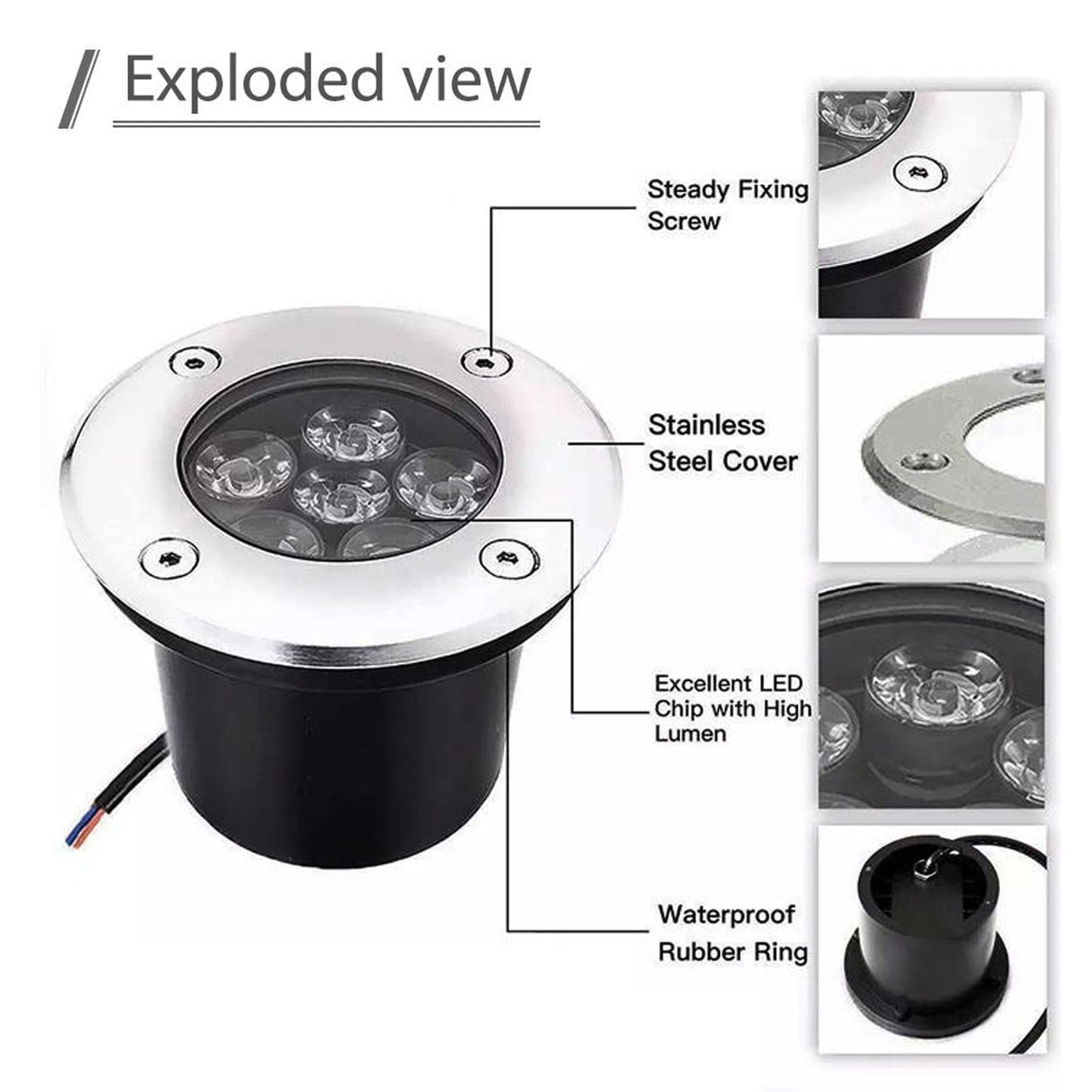 ACHENGE Low Voltage In-Ground LED Well Lights Landscape Lighting 6W 12V 24V Outdoor Landscape Light Waterproof IP67 Pathway Driveway Deck Step Fence