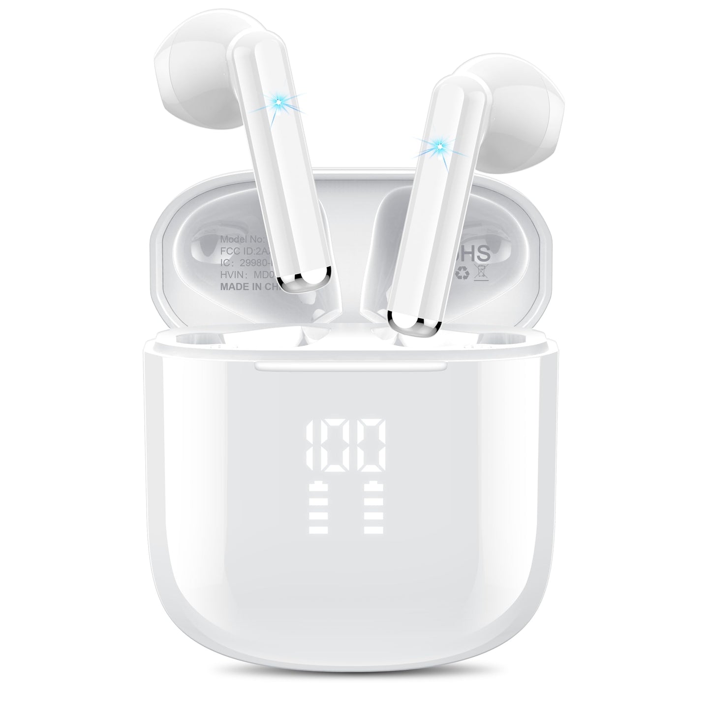 OYIB Wireless Earbuds, Bluetooth 5.3 Headphones with 4-Mics ENC Clear Call, Bluetooth Earbuds Touch Control 25Hour Stereo Sound with LED Power