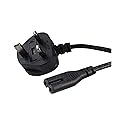 United Kingdom UK 2- Slot Printer Power Cord Cable, Non-Polarized (IEC-320-C7 to CEE 7/16) Works with Printer, TV, PS4 Game Console and More for UK