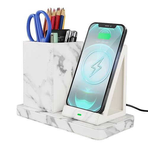 Wireless Charger with Desk Organizer, Wireless Charging Station for iPhone 13/13 Pro Max/13 Pro/12 Series/11/XS Max/XR/X/8Plus/SE 2, Wireless Charging