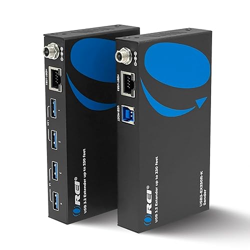 OREI USB 3.2 Over Ethernet HDbaseT Cat6 Extender LAN Upto 330 Feet - Extends 4 Ports USB-A Signal Over LAN Ethernet - Power Over Cable for Long