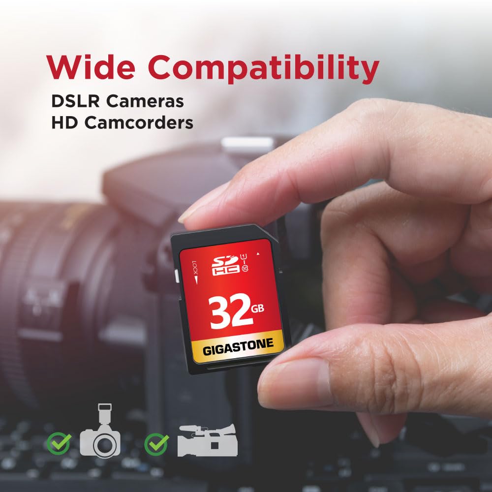 GIGASTONE 32GB SD Card 2-Pack UHS-I U1 Class 10 SDHC Memory Card High-Speed Full HD Video Compatible with Canon Digital Camera, SPYPOINT TACTACAM