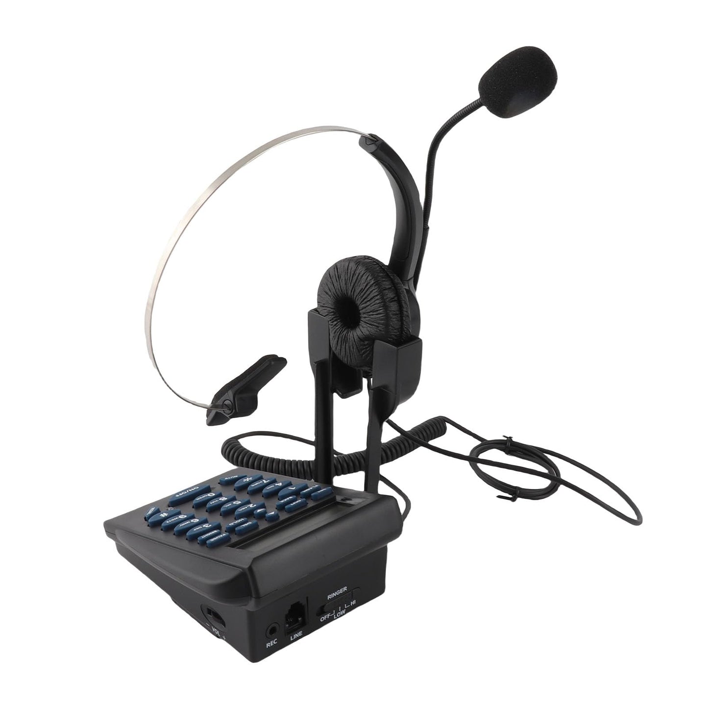 ASHATA Call Center Headset - Office Telephone Headset with Multi-Functional Dial Pad, DTMF Caller ID Display, Noise-Canceling, Ergonomic Design,