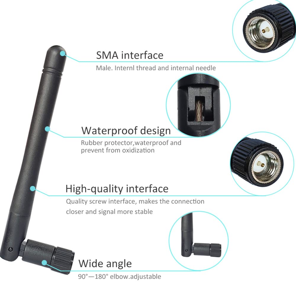 2pcs 433 Mhz SMA Gmrs Antenna High Frequency 3dbi with SMA-Male 433Mhz GSM GPRS Omni Antenna Device Receivers Alarm System with 15cm Extension Cord