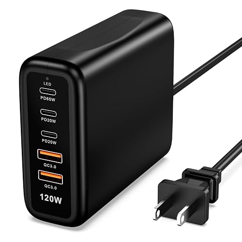 USB C Charging Station Fast Wall Charger USBC Charging Power Hub for Multiple Device Desktop Charge Block 3 USB C 2 USB A 120W Pd Rapid Strip Adapter