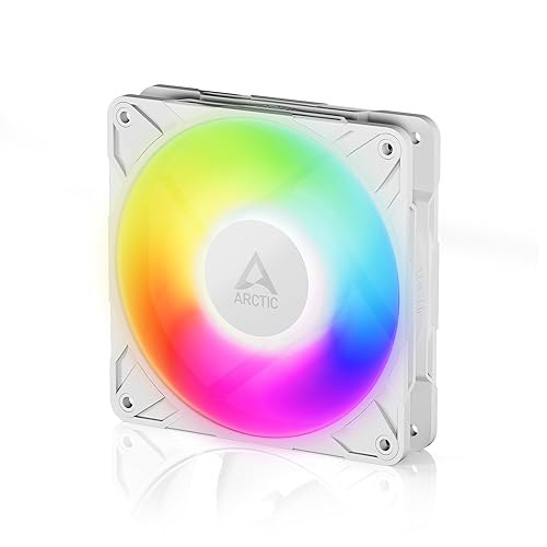 ARCTIC P12 Pro A-RGB (White) - Powerful Premium Fan, 120 mm PWM Fan with Y-Cable Splitter, 600-3000 RPM, 0 RPM <5% PWM, 5V Digital RGB, Fluid Dynamic