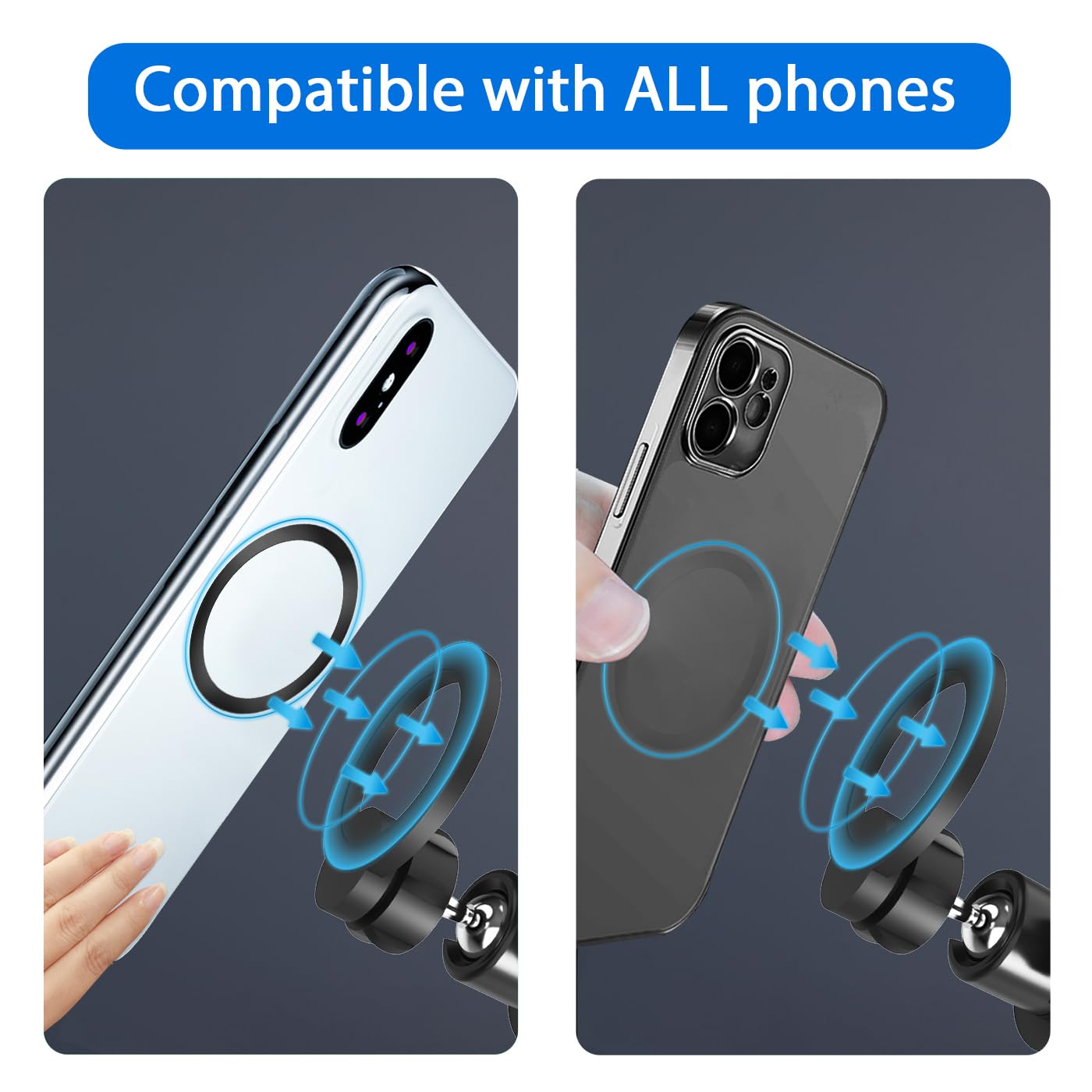 RECO Phone Magnetic Ball Mount Adapter Compatible with MagSafe, 360 Degree Rotate Mout Fit All 17mm/0.67inch Ball Joint Car Phone Holder, Compatible