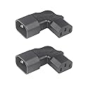 QIUCABLE Right Angle C13 to C14 IEC AC Plug Adapter, 2 Pack, 90 Degree Design, PVC, Pure Copper, 250VAC 10A Max