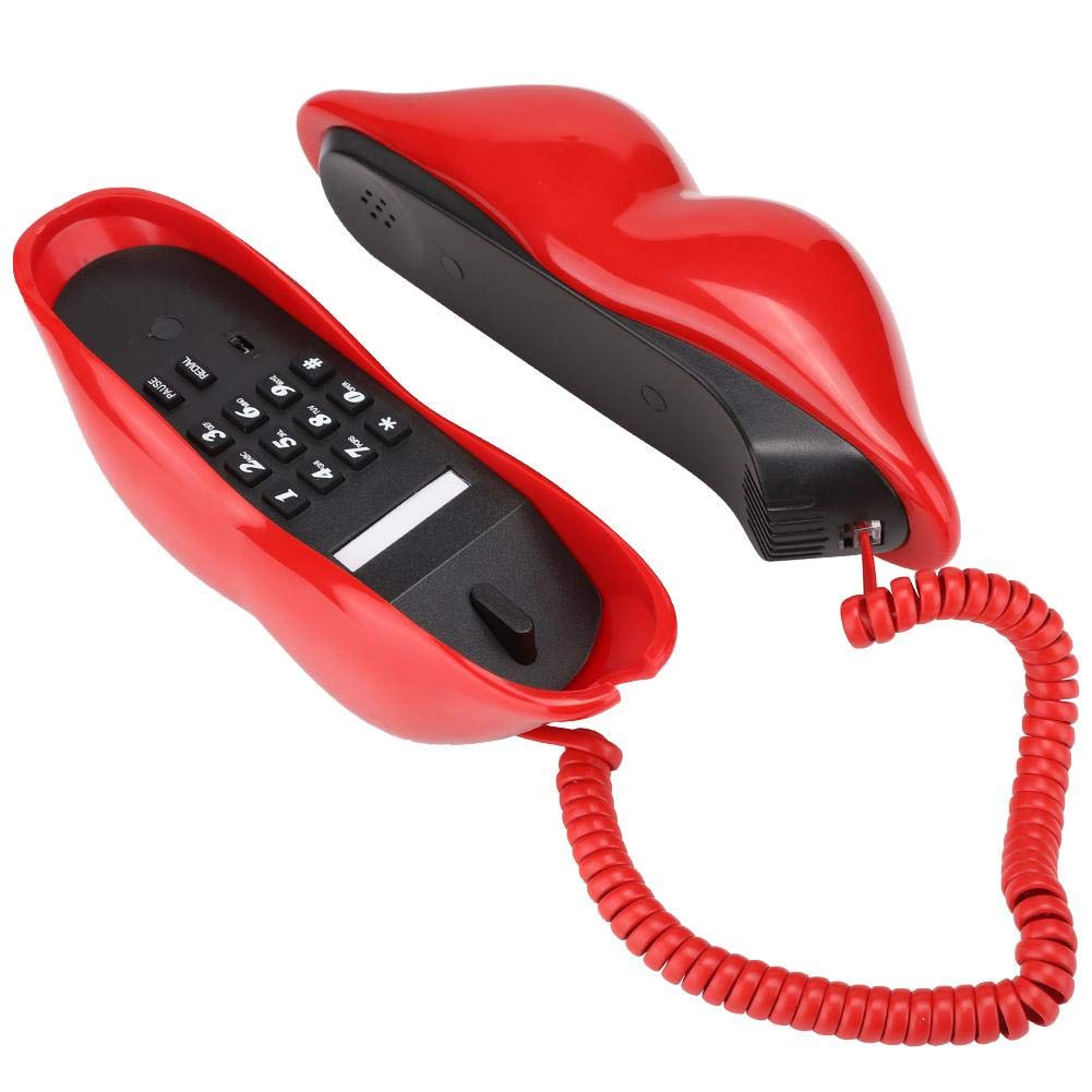 Lip Telephone, Advanced Home Telephone, Interesting Corded Mouth Lip-Shaped Telephone, Funny Red Lip Plastic Telephone, Wire Phone Home Decoration