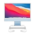 Twelve South Curve Riser Monitor Stand | Ergonomic Desktop Stand with Storage Shelf for iMac and Displays, Matte White