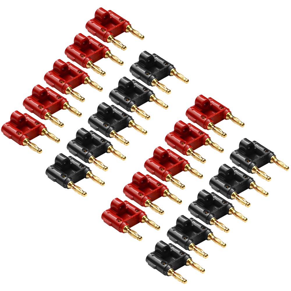 Seismic Audio - Pack of 20 (10 Red & 10 Black) Banana Plugs Gold Speaker Cable Connectors - Plugs
