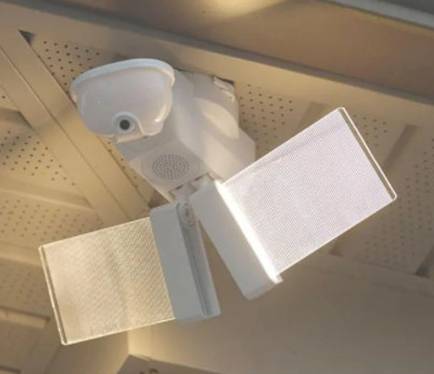 Video Wi-Fi Connected White Wired EdgeLit Motion Activated Outdoor Security Integrated LED Flood Light