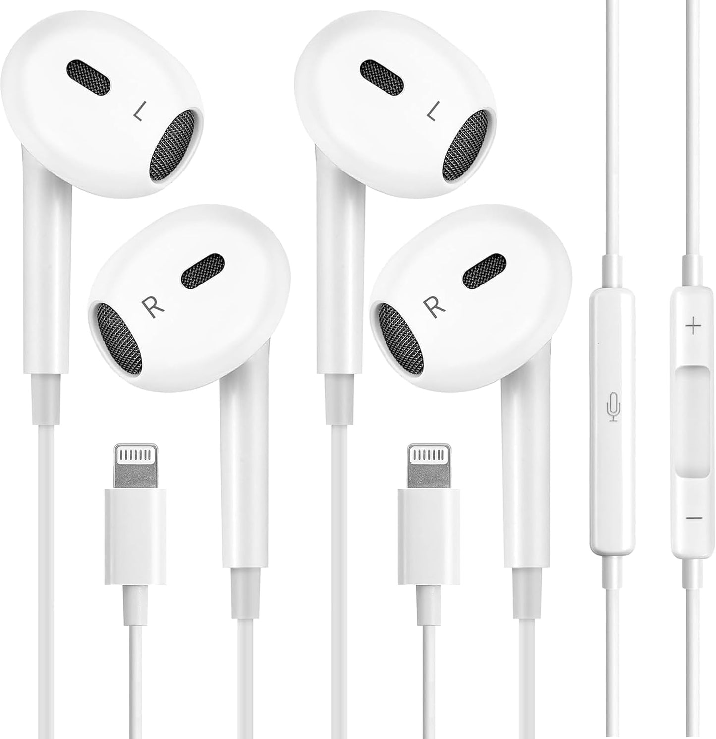UNLEASY 2Pack Wired Headphones for iPhone Earbuds with Lightning Plug