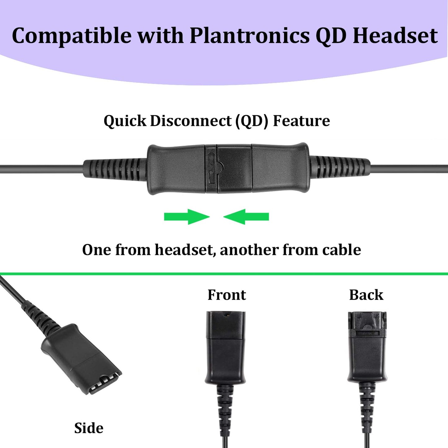 U10 Headset Adapter Cable for Plantronics Quick Disconnect Headsets RJ9 to QD Adapter Coil Cord Compatible with Cisco IP Phones 7841 7942 7821 8841