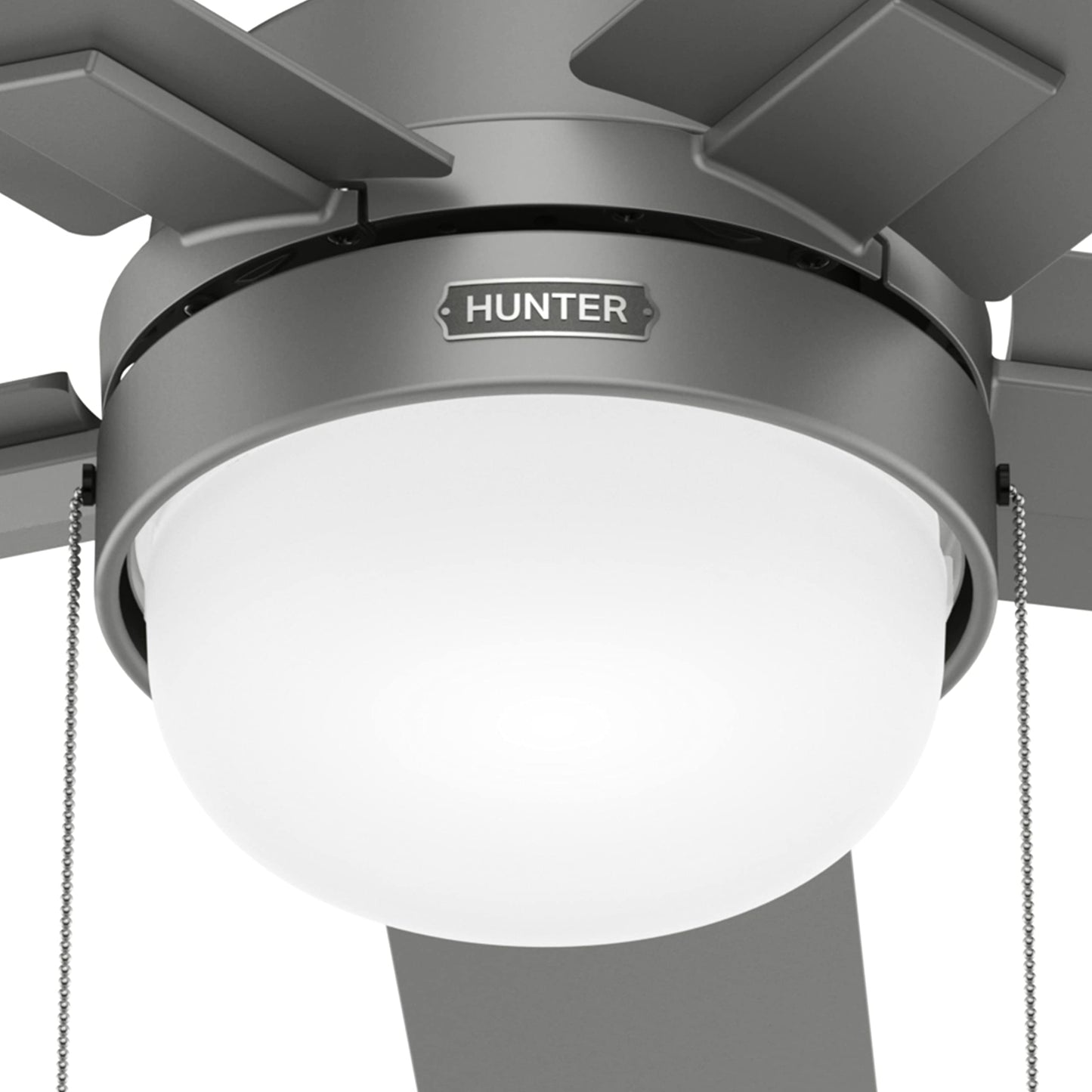 Hunter Fan 44 inch Casual Matte Silver Indoor Ceiling Fan with LED Light Kit and Pull Chain (Renewed)