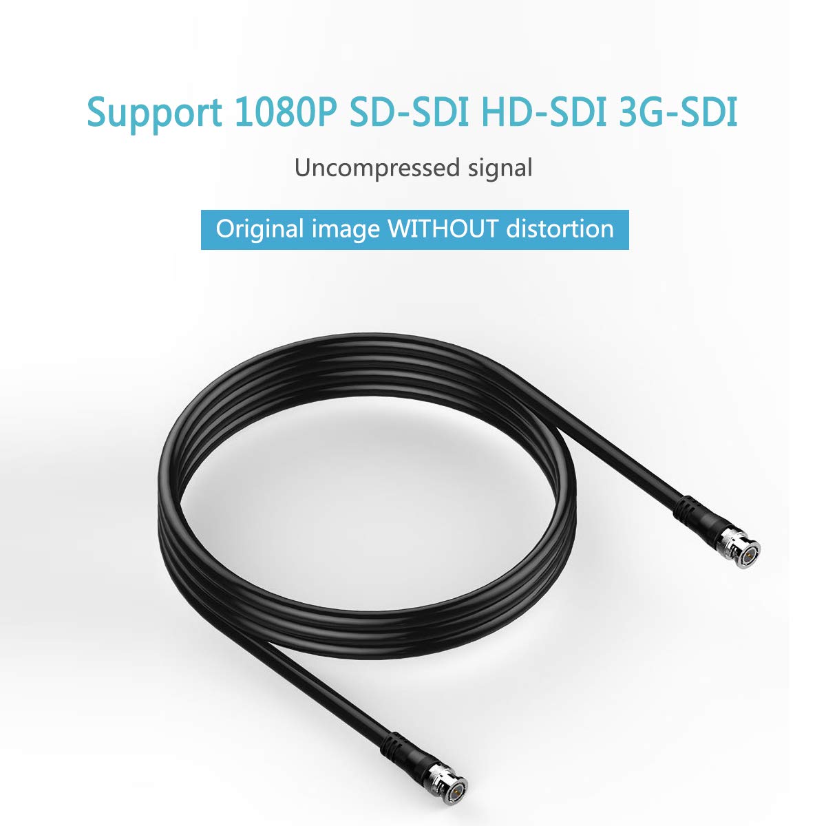 FURUI SDI Cable 10ft, HD-SDI Cable 3G 75 Ohm Coax Cable 75-5 BNC to BNC Cable Copper Connectors Anti Oxidant 1080P for Video Security Camera CCTV
