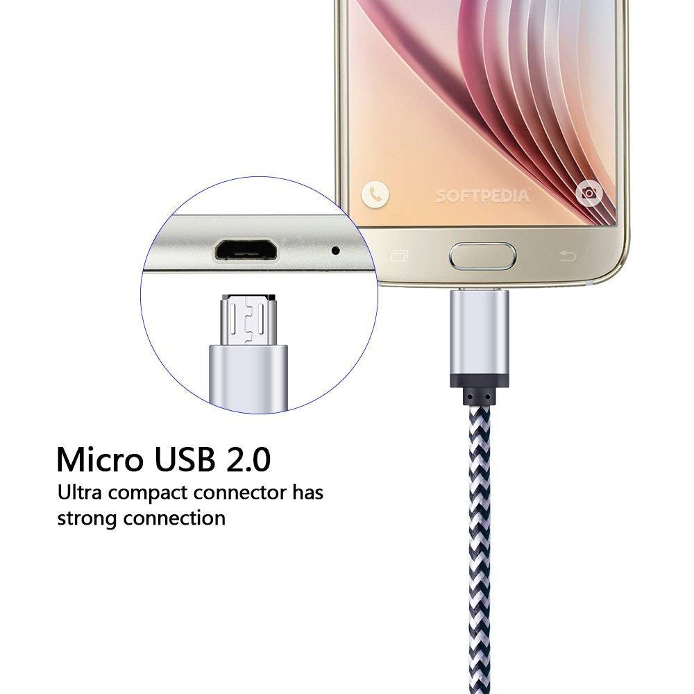 FiveBox Micro USB Charger Cable, 5-Pack 6ft Micro USB Cable Cord Braided Fast Charging Phone Charger for Samsung Galaxy J3 J7 S6 S7 Edge, Tablet, LG