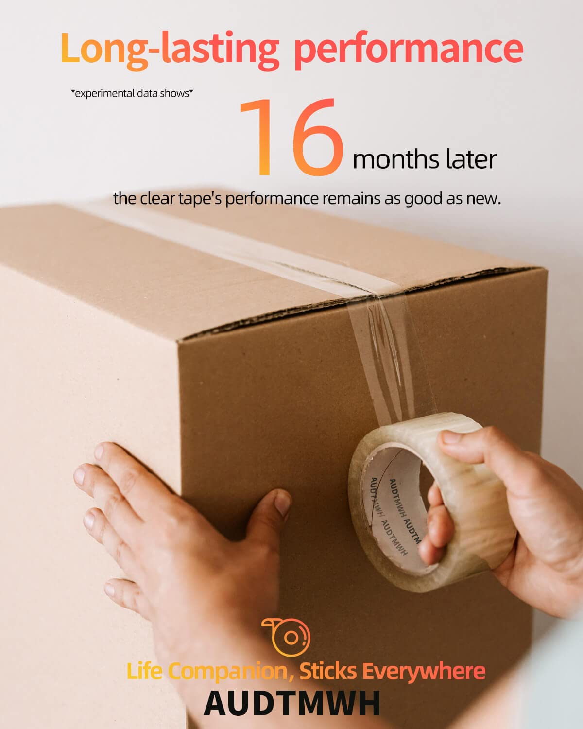AUDTMWH Clear Packing Tape, Heavy Duty Packaging Tape Designed for Moving, Packing, Shipping and Mailing, 1.88" x 63 yds, 6 Rolls