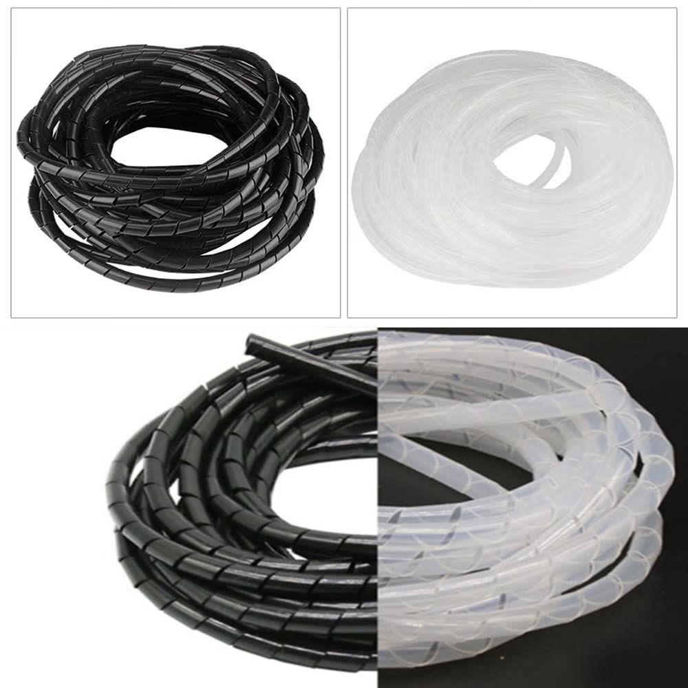 Spiral Cable Wrap - 20 Ft Cable Management Sleeve Organizer for Computer, Power, Audio & Video Cords (1/2 Inch-20Ft, Black)