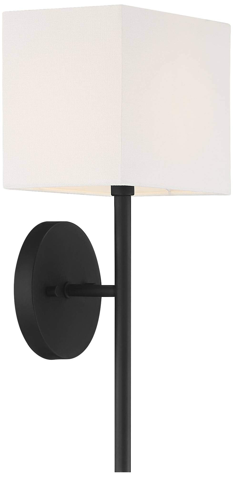 Possini Euro Design Favreau Modern Wall Sconce Lighting Black Hardwired 16 1/4" High Fixture Rectangular Linen Fabric Shade for Bedroom Bedside Living