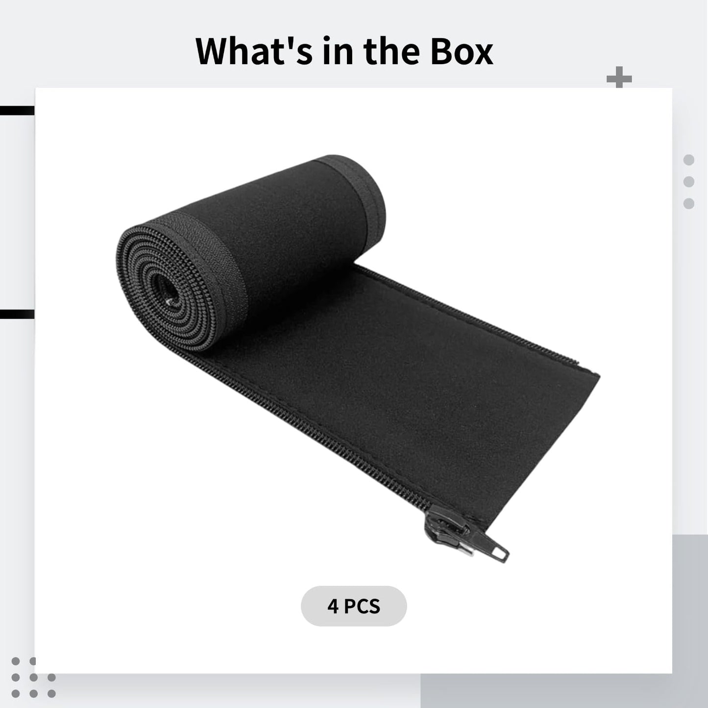 4 PCS Zipper Cable Organizer Sleeves, Cable Management Sleeve for TV and Computer Cords, Black Polyester, Reliable and Easy to Use ?and Effectively