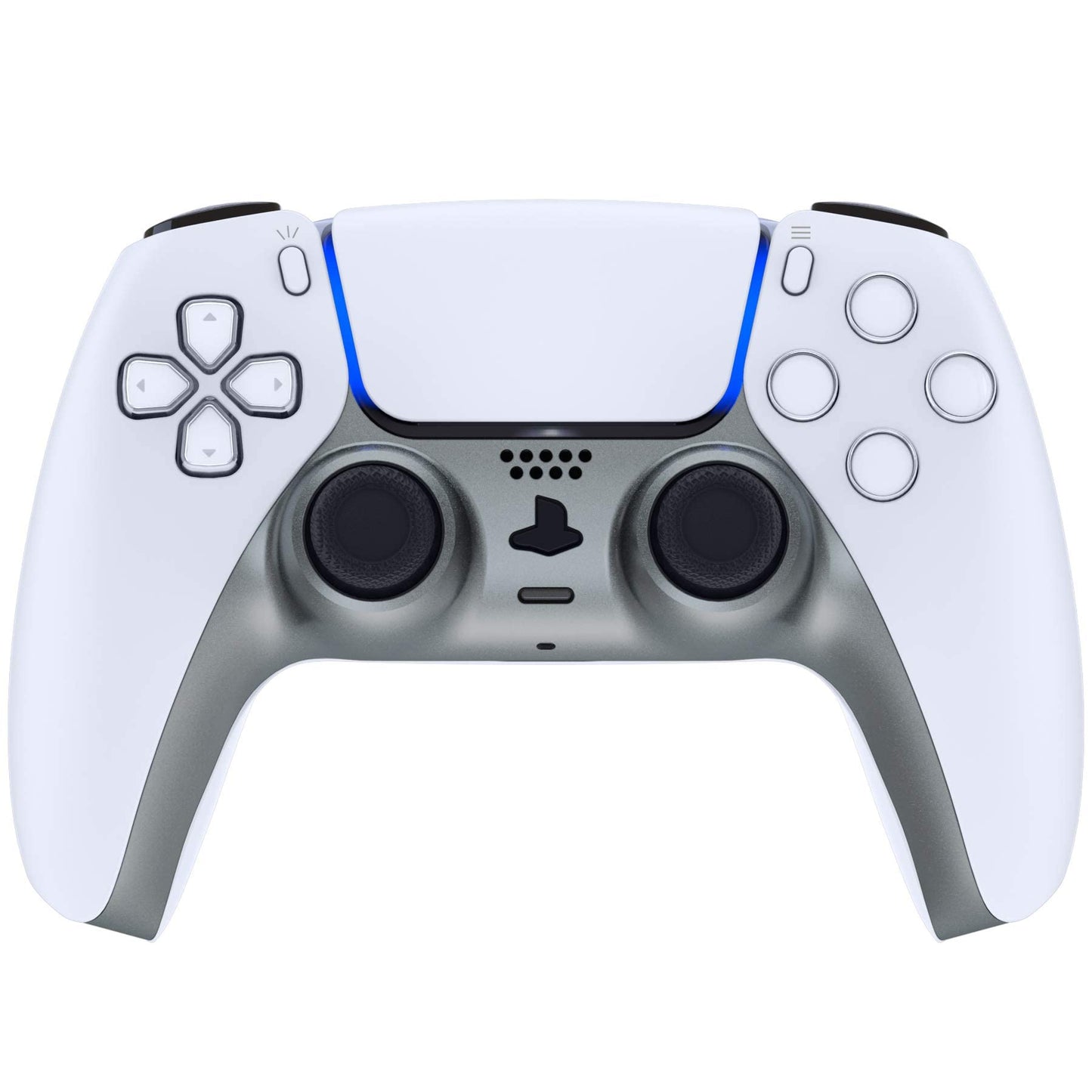 eXtremeRate Metallic Steel Gray Decorative Trim Shell Compatible with p s 5 Controller, DIY Replacement Clip Shell, Custom Plates Cover Compatible