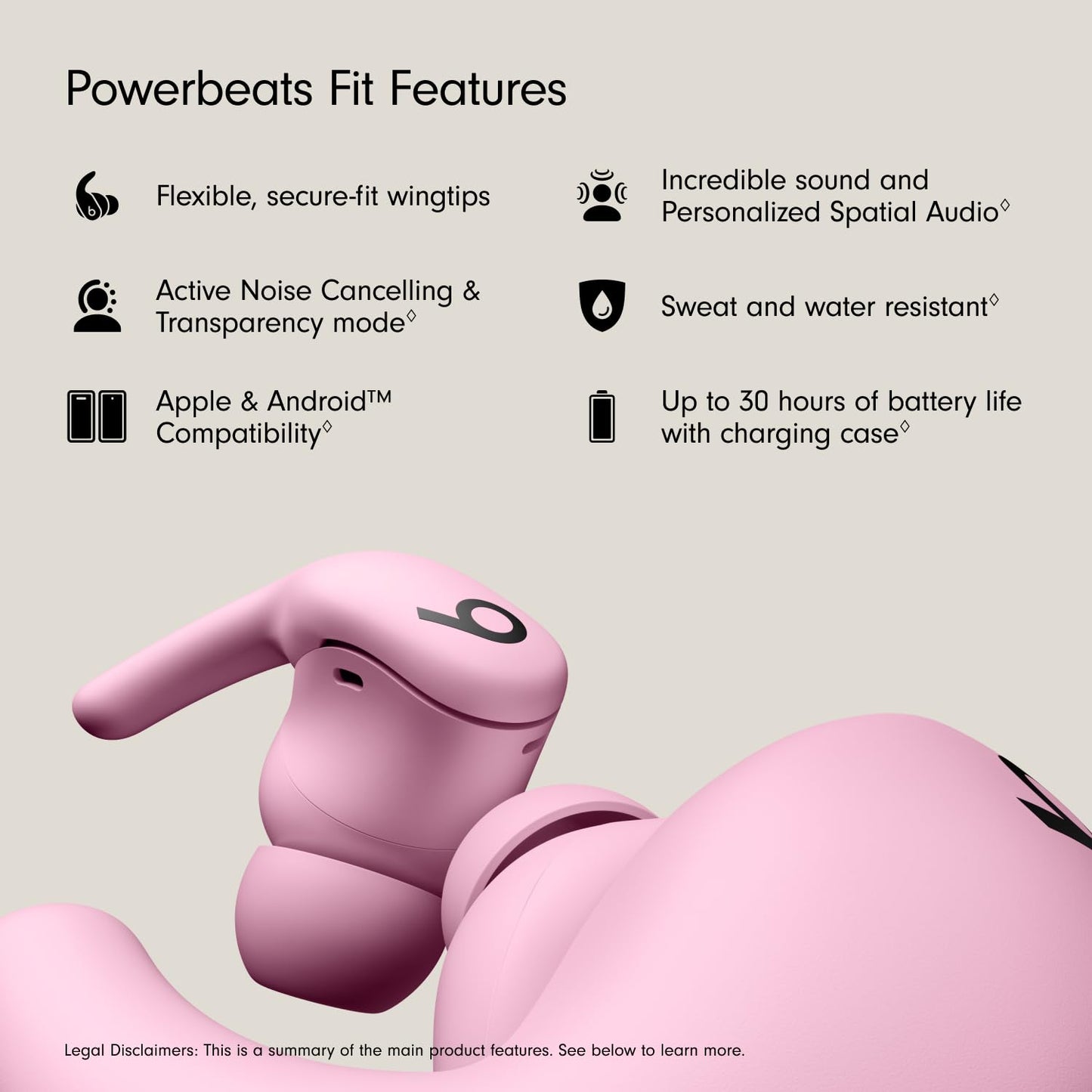 Beats Powerbeats Fit - Wireless Noise Cancelling Workout Earbuds with Secure-Fit Wingtips - Power Pink (Renewed Premium)