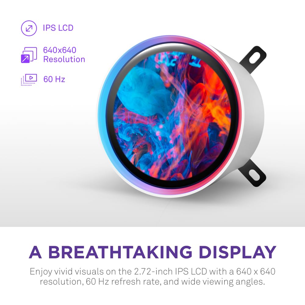 NZXT Kraken Elite 240 RGB 2024 - AIO CPU Liquid Cooler - 240mm Radiator - 2 x F120P Fans - Customizable 2.72" IPS LCD - NZXT Turbine Pump - AMD® AM5