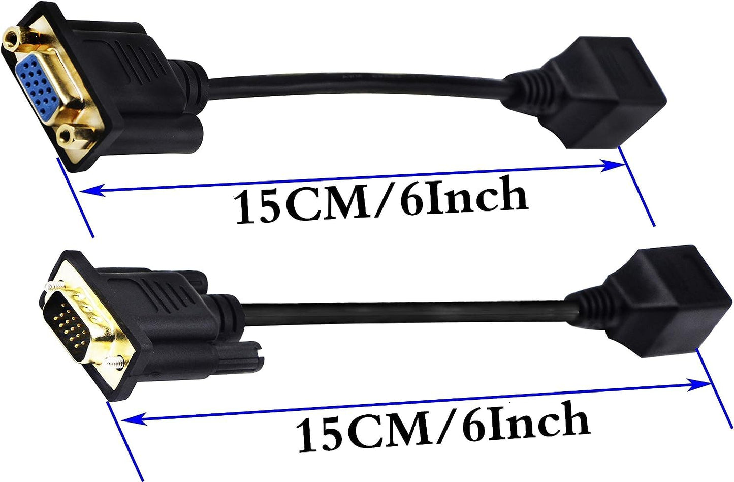 zdyCGTime RJ45 to VGA Cable, VGA 15-Pin Port Female&Male to RJ45 Female Cat5/6 Ethernet LAN Console for Multimedia Video?15CM/6Inch? 2Pack