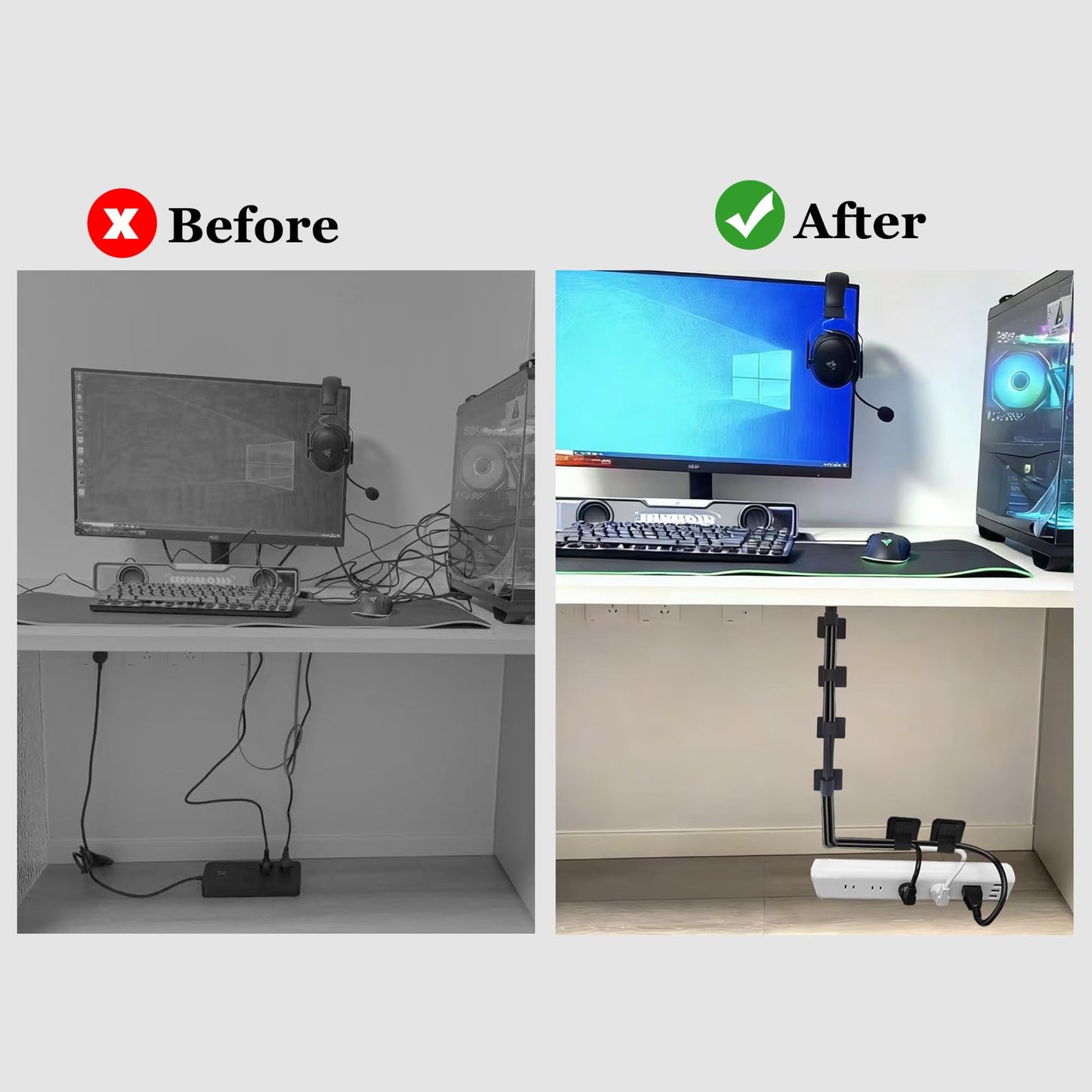 Ulinca Cable Management Under Desk,Up to 15 Cord,Enhanced Wire Holder. Cord Organizer,Reusable Cord Holder Organizer for Cable Hider Clips Under