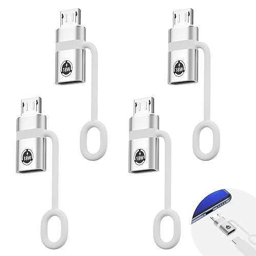 Liaoan USB C to Micro USB Adapter, 4 Pieces, Supports 18W Fast Charging and Data Transfer, Suitable for USB C Socket to Micro Plug Adapter, not…