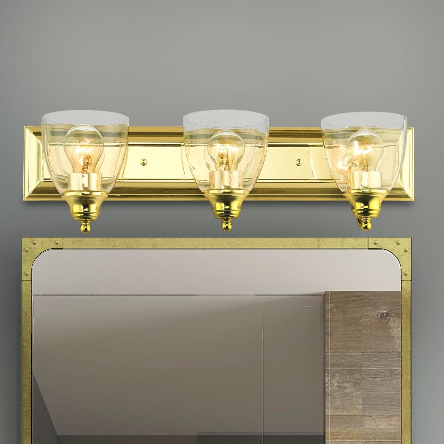 Birmingham - 3 Light Bath Vanity in New Traditional Style - 24 Inches Wide by 7 Inches high-Polished Brass Finish
