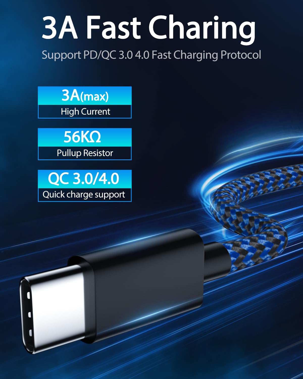 USB C Cable Charger for Moto G Fast/G Power/G Pure/G Stylus 5G,G9 G8 G7 Play,Plus,Power,G7 Supra Optimo Turbo,X4 Z4 Z3 Z2 Play Z Droid Force,Braided