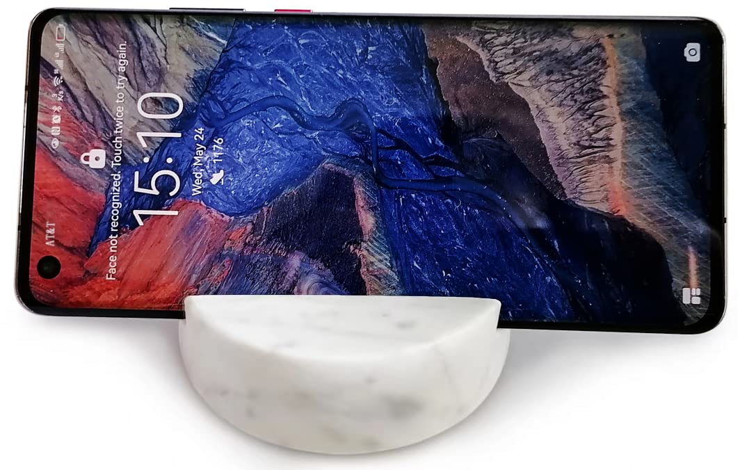 fashciaga Luxurious Marble Cell Phone Stand Holder for Cellphone Tablet On Desk, Countertop, Table, Nightstand. Heavy Real Stone Mobile Phone Stands