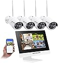 SEBIKAM 2K Wireless Security Camera System, All-in-One with 10" LCD Monitor, 4pcs 3MP Outdoor WiFi IP Cameras, Two-Way Audio, Easy Setup, Night