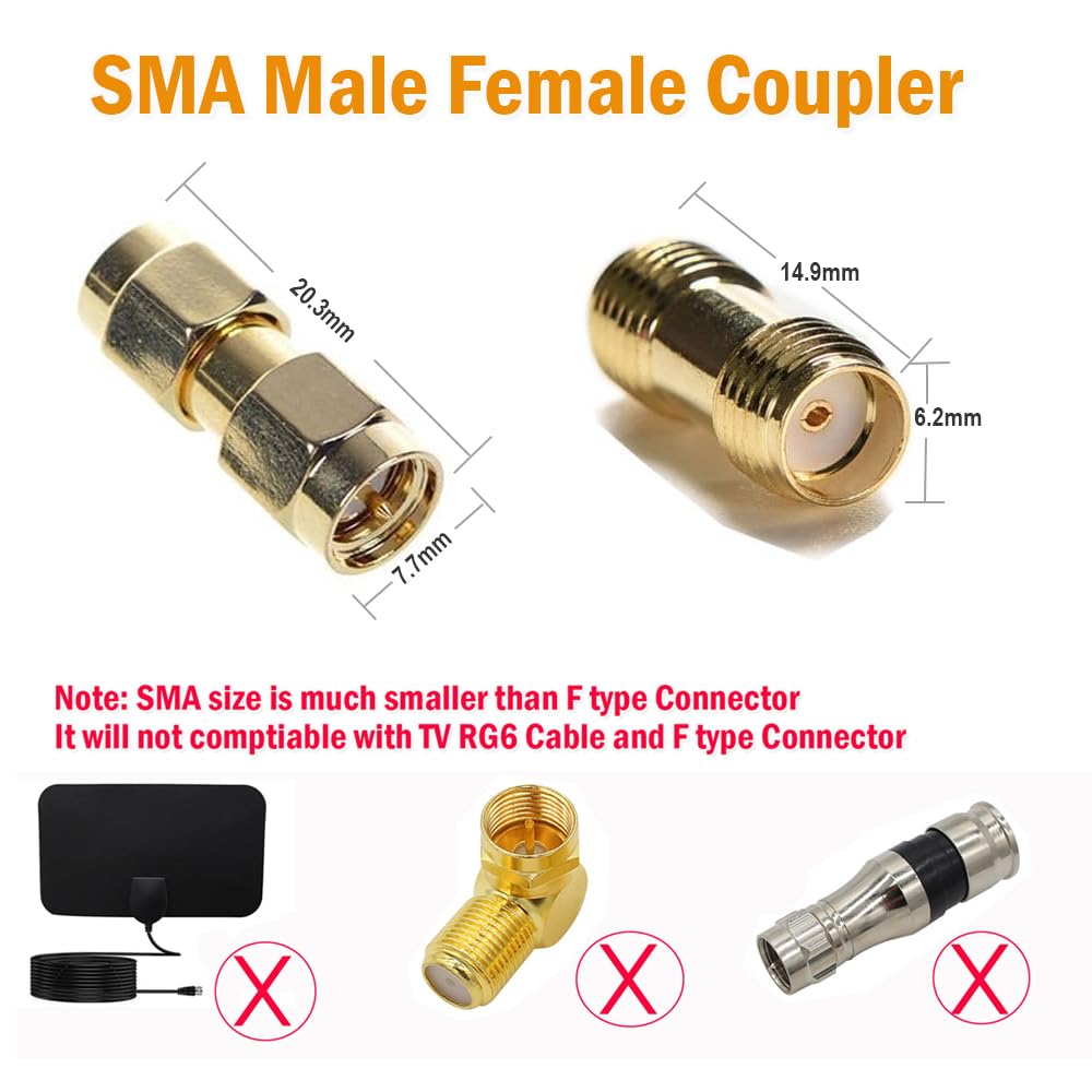 exgoofit SMA Male to SMA Male Plug Connector 5-Pack + SMA Female to SMA Female 5-Pack Jack RF Coaxial Adapter Connector