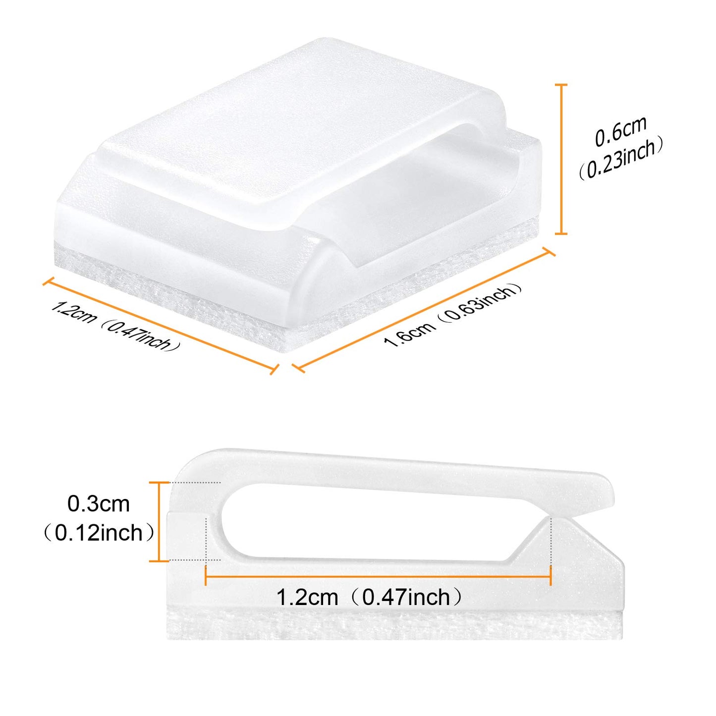 Cable Tidy Management Self Adhesive Cable Clips,100Pack Clamps Fix Led Light Clips (for 10mm(3/8") Wide Strip Light)