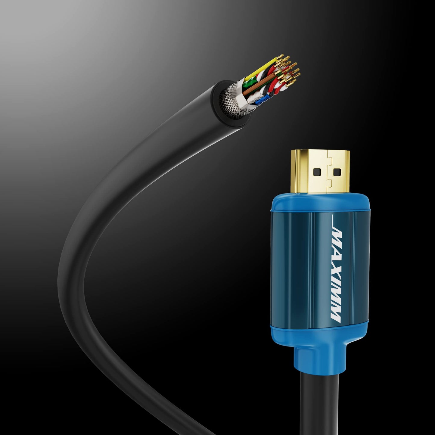 Maximm HDMI Cable 4K Ultra HD 50 Foot (5 Pack) HDMI 2.0 Cable, High Speed 18Gbps 4K60Hz HDR, 3D, 2160p, 1080p, HDCP 2.2, ARC, HDMI Cables