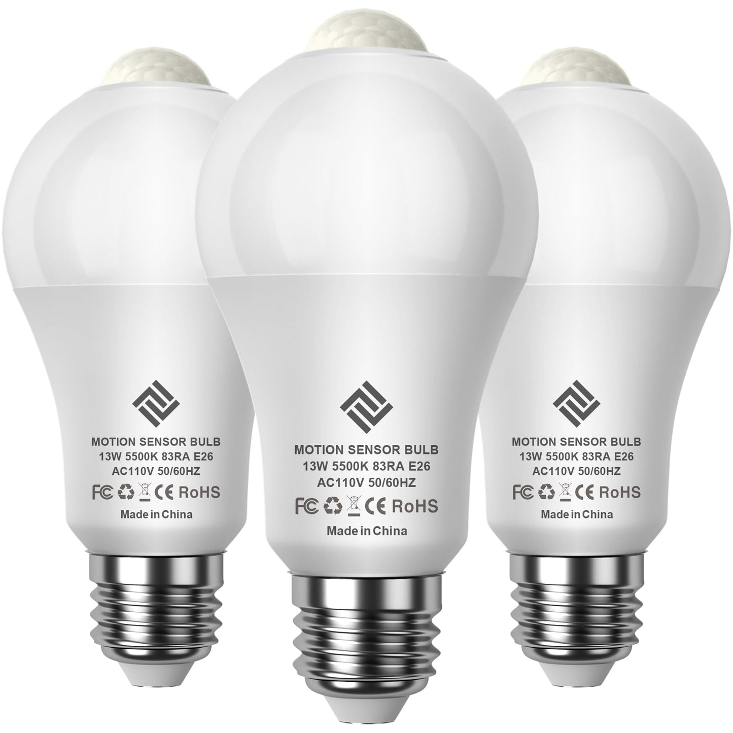 7117 Motion Sensor Light Bulbs, 13W (100Watt Equivalent), Motion Activated Dusk to Dawn Security LED Bulb, A19 E26 5500K Daylight, for Indoor