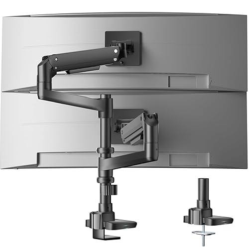 WALI Vertical Dual Monitor Stand for 13-49 inch Curved Screens, Ultrawide Dual Monitor Arms up to 44lbs, Stacked Monitor Mount for 2 Monitors, Heavy