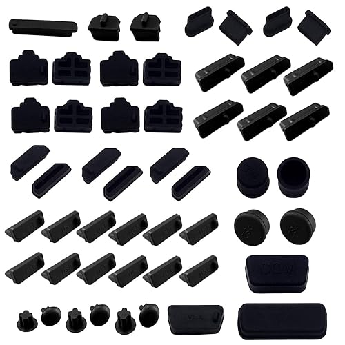 LAMPVPATH 52 PCS Anti-dust Plugs Laptop Port Dust Plugs, Commonly Used 13 Types of Laptop Computer Port Dust Covers Stoppers (52 PCS in 13 Commonly