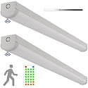 2 Pack 4FT Tri-Level Motion Sensor LED Linear Strip Stairwell Light with Remote, 20W/40W 2500lm/5000lm 5000K, IP20, 100-277V, Dimmable 4 Foot