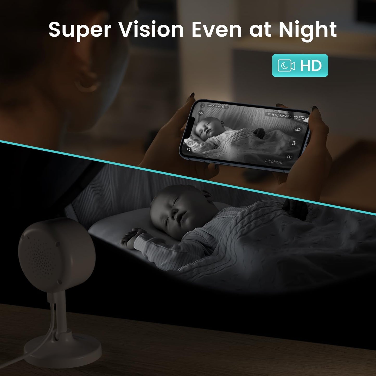litokam Indoor Cameras for Home Security with Night Vision, Pet Camera with Phone App, WiFi Home Security Camara, Baby Monitor Work with Alexa, Motion
