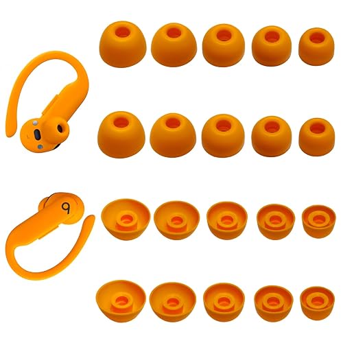 10 Pairs Silicone Ear Tips for Powerbeats Pro 2 - Replacement Ear Tips for Beats Earbuds Compatible with Studio Buds/Fit Pro/Solo Buds - Orange