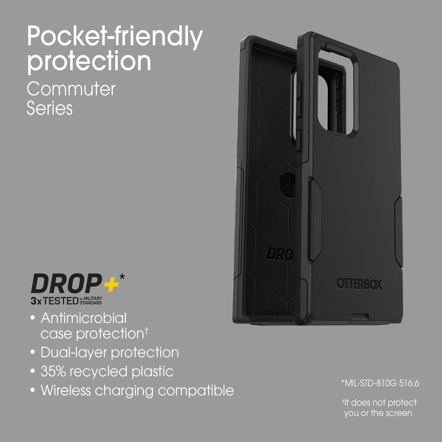 OtterBox Galaxy S22 Ultra Commuter Series Case - Black, Slim & Tough, Pocket-Friendly, with Port Protection