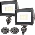 ECCFUTLL 80W Outdoor LED Flood Light with 1/2" Knuckle Mount (Plate Included), 5000K Daylight 9600LM 120V, UL Waterproof LED Security Flood Lighting